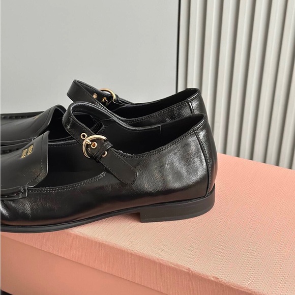 Miu Miu Black Leather Mary Jane Loafers - Picture 7 of 8